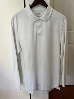 L.L. Bean Men’s Long-Sleeve Polo — White